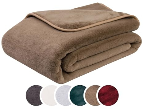 liebling Kuscheldecke Merino-Touch, Wohndecke Ultra flauschig als Sofaüberwurf oder Wendedecke, waschbar, 180 x 220 cm, Taupe