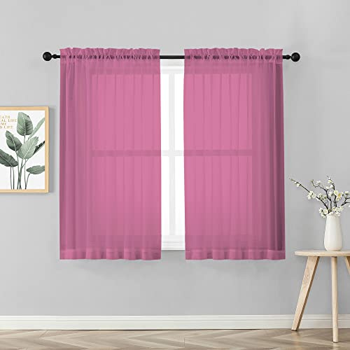 IlGruppone Coppia Tendine Tende 60 x 150 Cm Finestra Semi Oscuranti A Tinta Unita Leggera Cucina Camera Cameretta 2 Pannelli - Lilla