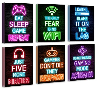 Decorazione della stanza dei videogiocatori per ragazzi Arte della parete di gioco Neon Gaming Room Decor Poster di gioco 8 x10 - Decorazione della parete del giocatore Adolescente