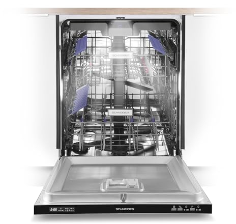 SCHNEIDER SCLT6842CB, Lave vaisselle tout intégrable, 16 couverts, Tiroir à couverts, Moteur à induction, Départ différé, Option demi charge, Pieds ajustable