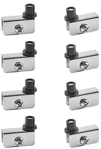 UFURMATE Mini-Glastürscharnier, 8 Stück vernickelte rahmenlose Glastür-Pivot-Scharniere, Klemme, verstellbarer Schrank-Pivot-Scharnierclip-Ersatzsatz, passend für 3-5 mm freischwingende Acryl/Glastür