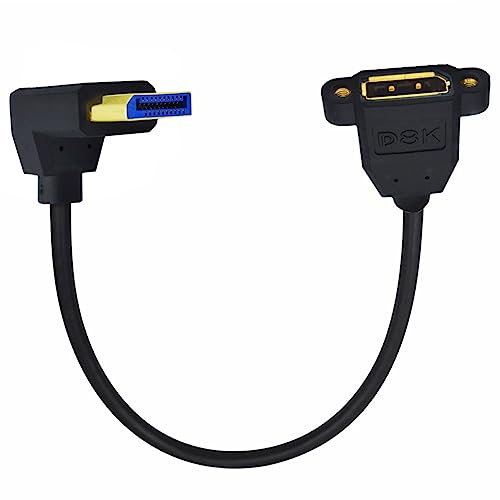 CY Câble 8K DisplayPort Display Port mâle vers femelle Câble d'extension coudé à 90 degrés vers le haut