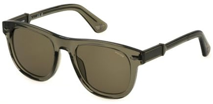 Police SPLL87 0G61 Verde Trasparente Lucido Sunglasses Man Acetate, Pantos, 52