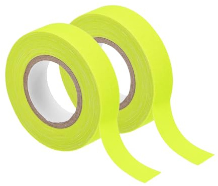 sourcing map 2 rollos de cinta adhesiva de tela de neón, 0.6 pulgadas x 32.8 pies, cinta adhesiva fluorescente de luz negra para decoración del hogar de fiestas, amarillo