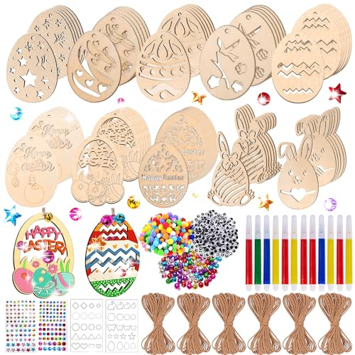 Ornements en bois 'pâques', Pendentif 'pâques', Décoration de Bricolage Artisanat en bois