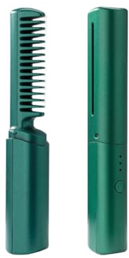 JDXFENG Anti-Verbrühungen, kabellose Haarglätterbürste, 2-in-1-Lockenwickler und Glätteisen, USB wiederaufladbar, tragbare Glättbürste, 70 Minuten lange Akkulaufzeit, Haarglätterbürste, elek