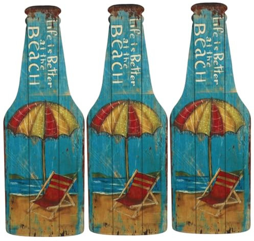 Amosfun Wohnkultur 3St Auflistung der Bierflaschen Wandbär Flaschendekor Bierschild Ornament Vintage-Dekor Wand Holzhandwerk Flaschenverzierung hölzern schmücken Anhänger