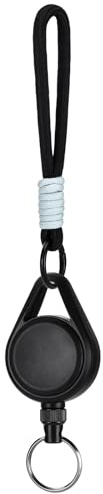 Soleebee Schlüsselanhänger Ausziehbar, Nylon Armband Lanyards Badge Holder mit 60cm Ausziehbarer Stahlseil Schlüsselkette Und Schlüsselring JoJo Einziehbarer Schlüsselkette (Schwarz)