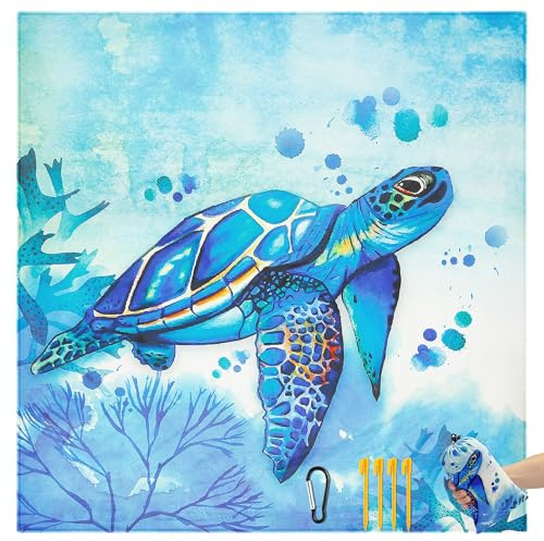 WIWIGO Beach Blanket Sandproof Extra Large Beach Mat Adults Waterproof Quick Drying Sand Free Mat Made by Premium Polyester with 4 Stakes & 4 Corner Pockets for Outdoor Travel Camping Hiking