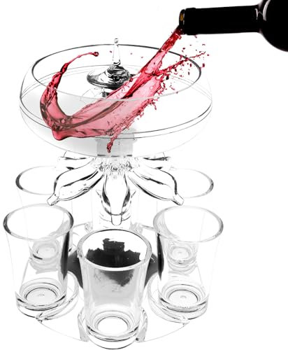 Distributeur de verre à liqueur décoratif avec 6 tasses, 18 lumières à effet lumineux, distributeur de verre à vin, distributeur de verre à liqueur décoratif, transparent, 6 ports de séparation pour