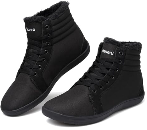 Bravover Barefoot Chaussures pieds nus hiver hommes femmes neige pieds nus bottes chaudes marche large Toe Box chaussures douces antidérapantes bottes minimalistes Noir 42EU