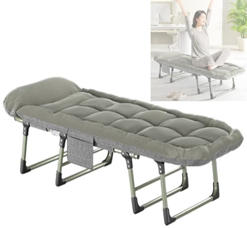 Feldbett Klappbar, 150KG Belastbar Klappbett Einzelbetten Mit Matratze 6-stufige Einstellung Mit Seitentasche Gästebett Feldbetten Für Camping Outdoor Indoor(180 * 60 * 28cm)