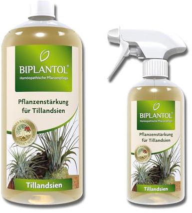 BIPLANTOL® Tillandsien Set, 1,5L – Natürliche Pflege für Tillandsien & Bromelien – Pflanzenstärkungsmittel zur Regeneration & Blühfreude – Ideal für epiphytische Zimmerpflanzen – Luftpflanzen