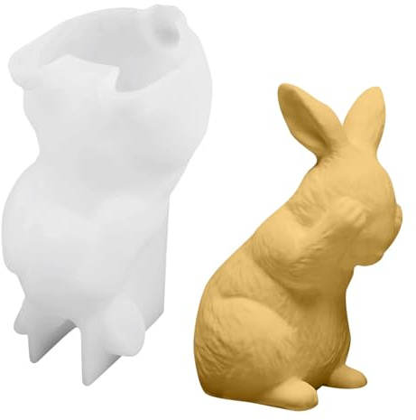 Silikonformen Gießformen Hasen,Ostern Kaninchen Silikonform,Gipsguss Form Silikon Hasen Bastelform für Kuchen Und Fondant Basteln Osterdeko Handwerk Silikon Hasenform Gipsformen (B)