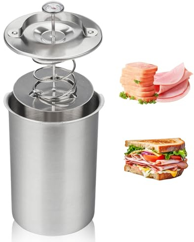 LAIKAIEU Cuiseur À Jambon avec Thermomètre, Machine À Jambon en Acier Inoxydable pour Viande De Charcuterie, Viande De Charcuterie Maison Saine, Presse À Viande pour La Volaille De Porc À La Viande