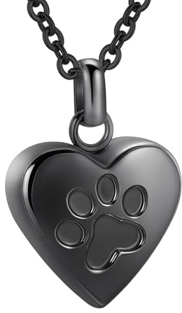 InfuMemo Pet Heart Cremation Jewelry For Ashes For Dog/Cat Paw Stainless Steel Memorial Locket Urn Necklace Paw Print Pet Heart Urn Necklace Memorial Keepsake Jewelry Ashes