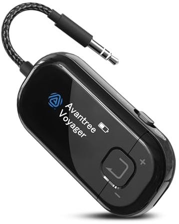 Avantree Voyager HA - Auracast Audiosender mit OLED-Display | OLED-Display und Lautstärkeregler; Auracast, Bluetooth 5.4, Qualcomm-Chip und Firmware-Updates für TV, PC und AUX-Quellen