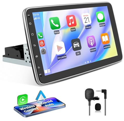 Hexinex Autoradio 1 din Android 13 Universel Voiture avec | Écran Tactile 10 Pouces | GPS, Carplay, Android Auto | WiFi, Bluetooth, FM RDS, USB | Commande au Volant [1Go+32Go]