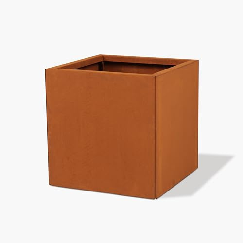 Czaja Cortenstahl Pflanzkübel 40x40x40 cm Fiorella - ohne Bodenplatte - Made in Germany - Rost Deko Blumenkübel quadratisch – wetterfest & langlebig – Garten Terrasse Balkon – Edelrost Pflanzgefäß