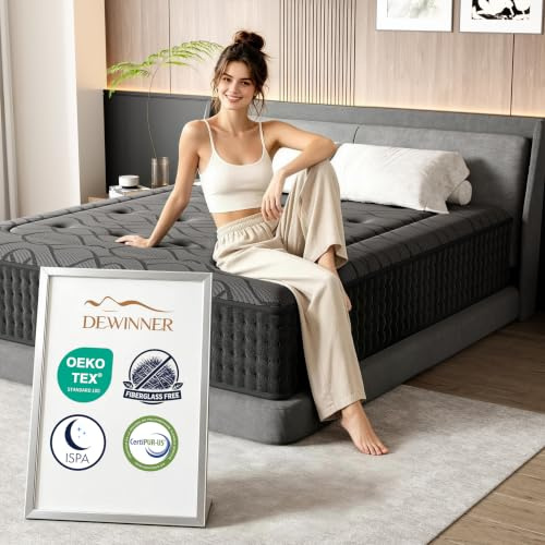 DEWINNER Matelas 140x190x30cm, Matelas Hybride à Ressorts Ensachés | Soutien Mousse à mémoire de Forme, Fermeté Moyenne, 7 Zones de Confort, Soutien Parfait, Bords Renforcés, Certifié Oeko-Tex