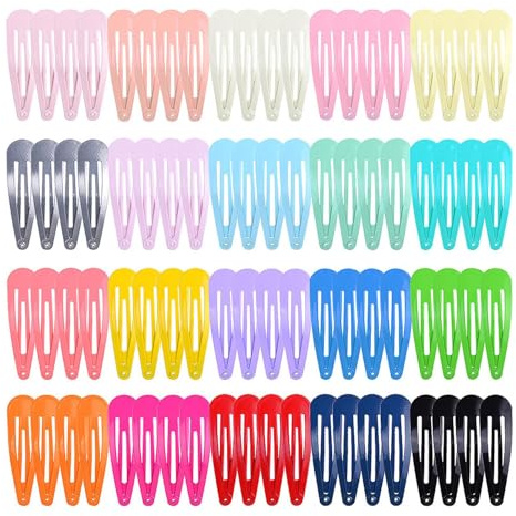 80Pcs Colorful Snap Hair Clips, 20 Candy Colors 5cm/2 Glitter Metal Snap Hair Clips, Non Slip Vibrant Kids' Barrettes Hairs Accessories for Women Girls Toddler Kids Teens