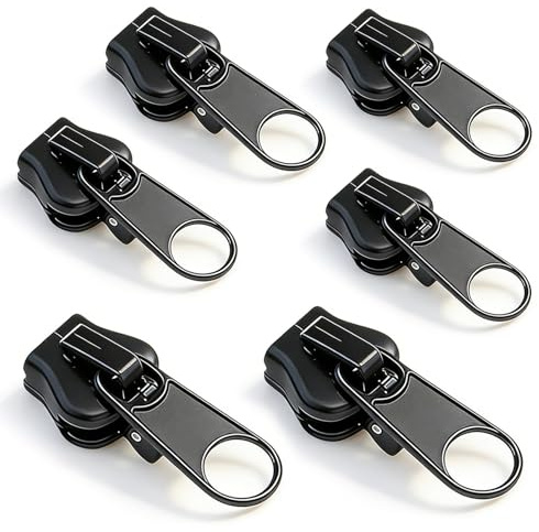 Reißverschluss Reparaturset, Reisverschluß-Zipper Ersatz, 6PCS Zippers für reißverschluss, Reissverschluss-Schieber für Kleidung Tasche Gepäck Bettzug (Schwarz)