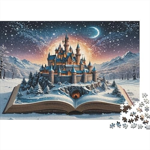 Märchenschloss 1000 Teile Puzzle Papier für Erwachsene Zauberbuch Puzzle für Familie Freizeit Dekor 52x38cm/1000pcs