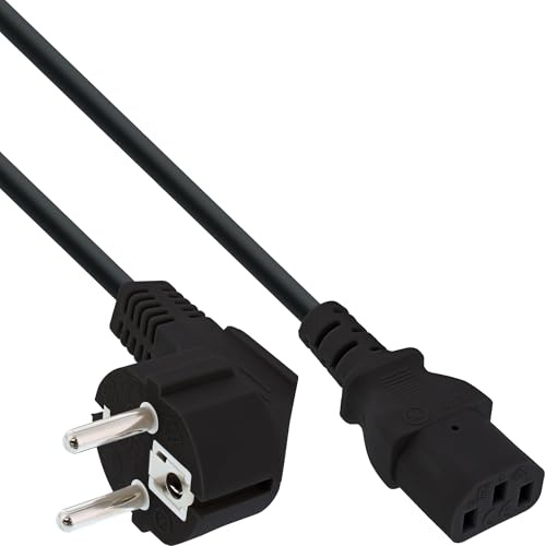 InLine 16652A Netzkabel, Schutzkontakt gewinkelt auf Kaltgerätestecker C13, 1,5m