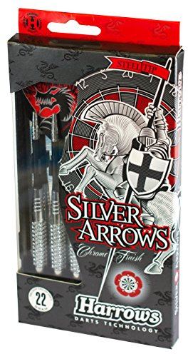 Harrows Eric Bristow Argent flèches à pointe en acier chromé Laiton Dart, Homme, Argent