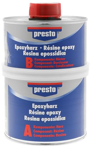 Presto 600579 Résine époxy 500 g | Sans solvant, fluide, temps de travail env. 30 min à 20 °C, application dès 12 °C, couches jusqu'à 3 cm