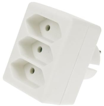 Perel Fiche multiprise, 3 prises Euro, prise terre française (type E), polypropylène, usage intérieur, blanc
