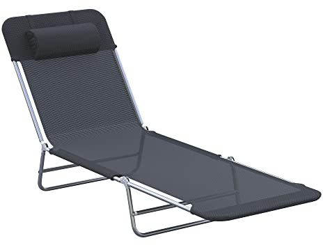 Outsunny Sonnenliege Gartenliege Relaxliege Bäderliege Zweibeinliege 4 Farben (Schwarz)