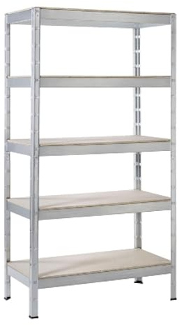 SCHULTE Regalwelt Schwerlastregal mit 5 Holzböden, 180x90x40 cm (HxBxT), Traglast pro Ebene ca. 175 Kg, verzinkt, Lagerregal, Kellerregal, Werkstattregal, Steckregal