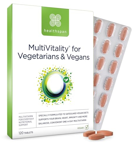 Healthspan Multivitamin for Vegetarians & Vegans, 120 Tablets | Winner Vegan Choice Awards | Promotes Immune Health & Energy Levels | Supports Bones, Teeth & Muscles | with Calcium, Iron & Zinc