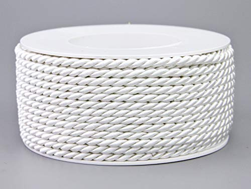 Cordoncino bianco, 25 m x 4 mm, con cordino lucido, senza filo, per decorare il fai da te, cucito