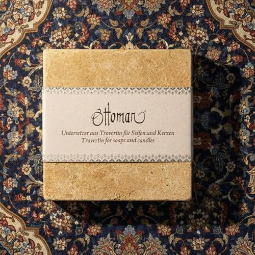 ottoman Travertin Unterstezter Seifenablage Dekostein 10x10cm Naturstein unbehandelt (Gold)
