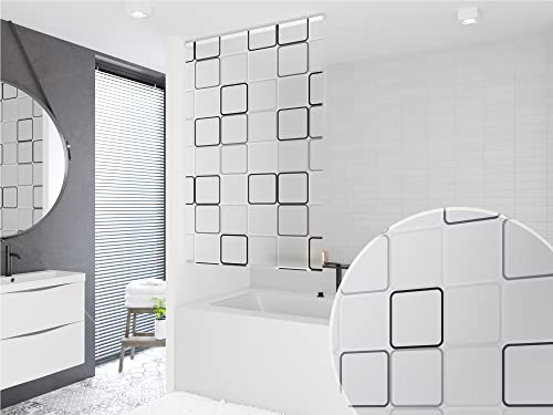 KSHANDEL24 Basic DUSCHROLLO 120x240 cm Modell Quadro DUSCHVORHANG GRAU Weiss SCHWARZ! Shower Rollo Curtain Grey!