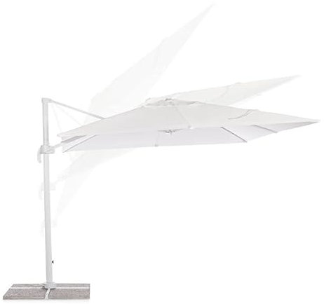 Ombrellone 3x4 Deluxe Bianco, Alluminio, 8 Stecche, Girevole a 360°, Multi Posizione c/pedale