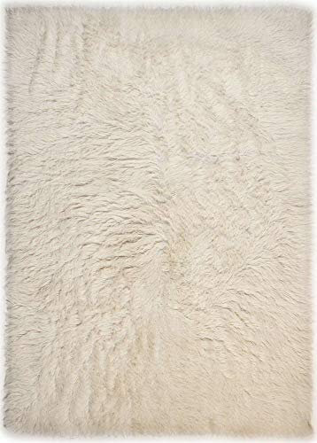 Theko Sona-Lux Hand-Woven Flokati Rug New Wool Natural