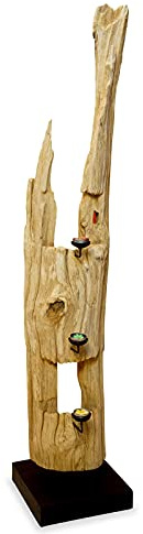 Kerzenhalter Treibholz 110-130cm - Skulptur aus Massivholz - Teelichthalter als Dekoration XXL