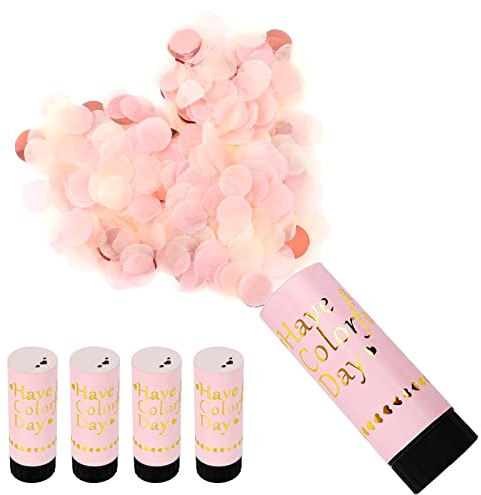 4 Pcs Confetti Cannons, Biodegradable Confetti Poppers, yeestone Party Paper Cannon Shooter for Wedding Birthday Christmas Baby Shower Party Supplies(100% POP) (pink)