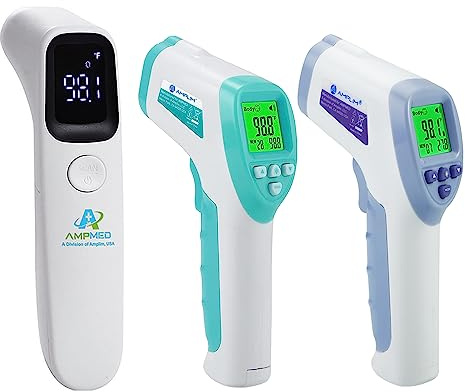 Amplim W2 F2 AE2 Non-Contact Touchless Infrared Digital Forehead Thermometer for Adults and Babies (Pack of 3)