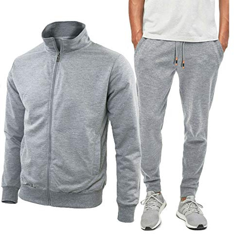 N+1 Tuta Uomo Completa Estiva Casual Giacca con Cerniera Pantaloni M L XL XXL 3XL 4XL (IT, Testo, L, Regular, Regular, Grigio)