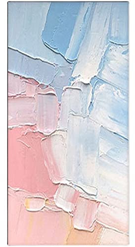 Acrylbilder Auf Leinwand Handgemalt, Hellblau Rosa Dicke Textur Minimalismus Abstraktes Modernes Großes Handgemaltes Messer Kunstwerk Gemälde Auf Leinwand Wandkunst Für Heimbüro Dekorationen Wo
