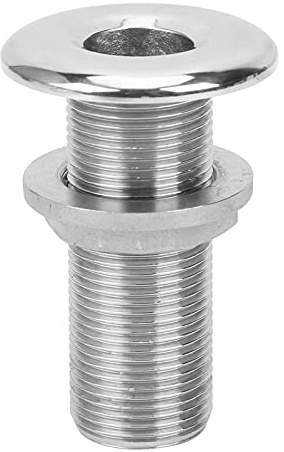 Borddurchlass Verschraubung, Marine Bootsdeck Füller, 73mm Lange 316 Edelstahl Thru Hull Fitting Anschluss Wasserablauf Auslass Universelle Borddurchbruch Bord Durchführung für Boote, Yachten, Marine
