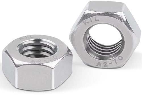 10 Stück Sechskantmutter M12, Leryati DIN934 Mutter m12 Standard A2 V2A Edelstahl Sechskantmuttern, Hex Nut Edelstahlmutter, Regelgewinde Sechskant Mutter