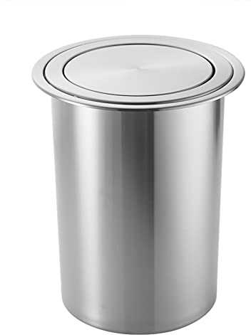 Poubelle D'armoire De Cuisine avec Couvercle à Rabat Pivotant à 180 Degrés, Comptoir Intégré à Texture Brossée en Acier Inoxydable avec Couverture Pivotante, pour Restaurant, Bureau à Domicile