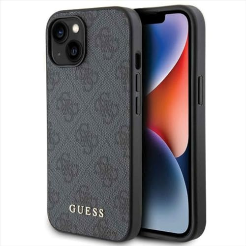 Guess GUHCP15MG4GFGR Hülle für iPhone 15 Plus 6.7 grau Hard case 4G Metal Gold Logo