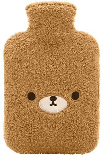 samply Große Wärmflasche mit Kuschelbezug, Bären-Design (Braun) | Kuschelig weich und angenehm warm. Ideal für Bauch, Rücken und Füße, wiederverwendbar und energiesparend.