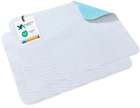 VALENTIA MEDICAL – 2er Set Inkontinenz bettunterlage 135x75 cm, Inkontinenzunterlage waschbar - Oeko-Tex Zertifizierte - Bettunterlage wasserdicht - Atmungsaktiv, wiederverwendbar, saugfähig